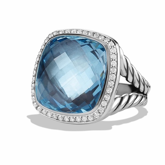 David Yurman Jewelry - David Yurman Large Blue Topaz Diamond Albion Ring